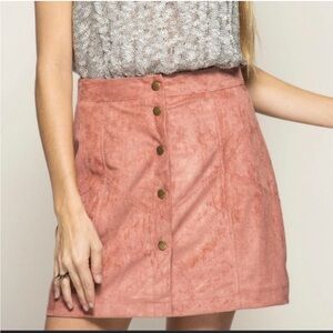 She + Sky Rose Blush Faux Suede Skirt M